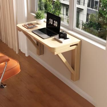 Imagem de Mesa dobrável de madeira montada na parede, pequena bancada dobrável para parede, mesa dobrável de folhas suspensas, mesa de jantar de cozinha, economia de espaço, para cozinha, lavanderia