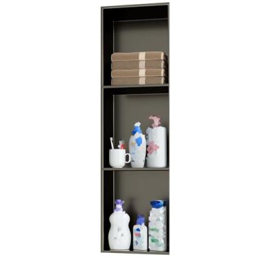 Imagem de Nicho de chuveiro de aço inoxidável, armários de armazenamento embutidos, ferragens de banheiro de metal, armários de remédios para banheiro, banheiro, quarto, sala de estar (cinza, 30 x 90 x 12,5 cm