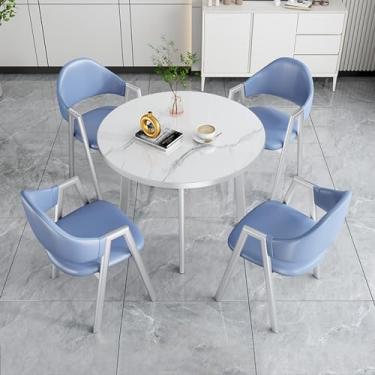 Imagem de Conjunto de mesa e cadeira de clube de recepção de escritório, conjuntos de mesa de negociação para sala de conferências, mesa de centro e cadeira de lazer, conjunto de mesa de jantar para 4 (cor: 56