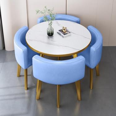 Imagem de Conjunto de mesa de jantar redonda e cadeira, mesa de recepção, combinação de mesa de negociação de escritório e cadeira com 1 mesa e 4 cadeiras para sala de estar e cozinha, etc.