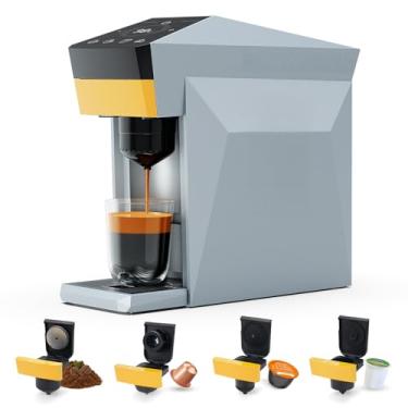 Imagem de Cafeteira 4 em 1 para servidor único, mini máquina de café para Nespresso Original/K cups/Dolce Gusto Original/Café moído, máquina de café expresso de 19 bar adequada para escritório em casa, cinza