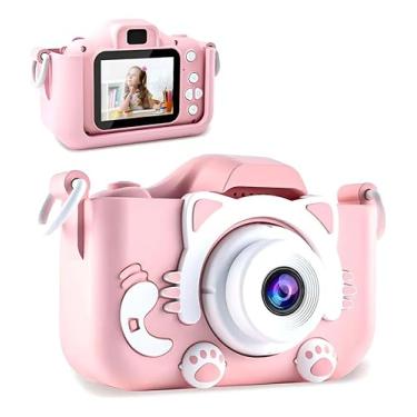 Imagem de Câmera Digital Infantil HD Portátil – Fotos e Vídeos, Modo Selfie, Tela LCD 2”, Filtros, Jogos, Zoom 4× e Bateria Recarregável – Antichoque e Ideal para Crianças (Rosa)