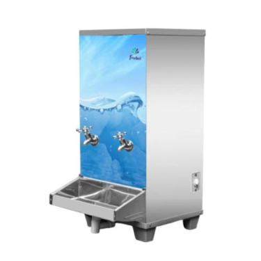 Imagem de Bebedouro de Água Industrial de Bancada Inox 25L Adesivado 2 Torneiras