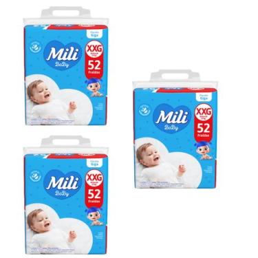 Imagem de Kit C3 Fralda Baby Giga XXG 52 unidades Mili