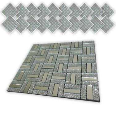 Imagem de Pastilha De Vidro Adesiva Kit 20 Uni Parede Banheiro Box Sala Decorativa Moderna Reforma Requintado Facil Aplicacao