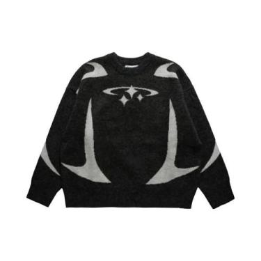 Imagem de Suéter Feminino Retrô Com Estampa De Estrelas, Manga Longa, Casual, Es