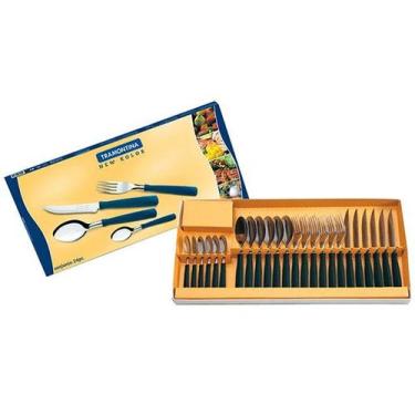 Imagem de Conjunto de Talheres Tramontina 24 Peças New Kolor 23199/062, Preto e 