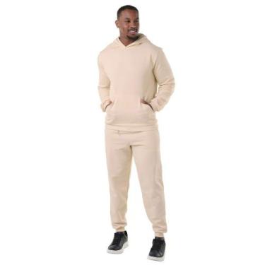 Imagem de Conjunto Moletom Masculino Canguru Algodão Blusa Capuz Bolso Frontal C