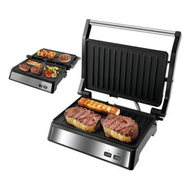Imagem de Sanduicheira Grill Elétrica Press Misteira Abertura 180 Inox Cor Preto