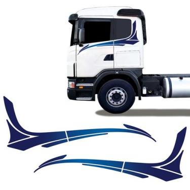 Imagem de Faixa Scania 2008 Adesivo Azul Lateral Caminhão Decorativo - SPORTINOX