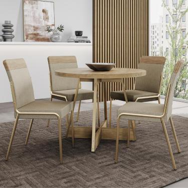 Imagem de Conjunto Sala De Jantar 4 Cadeiras Paris Carraro Dourado
