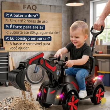 Imagem de Retroescavadeira Elétrica Infantil Haste Som Brinquedo Mini Trator Veí