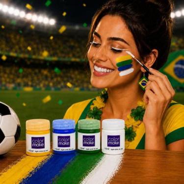 Imagem de Tinta facial corporal colormake torcida copa brasil 4un verde amarelo 