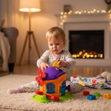 Imagem de Brinquedo Casinha Cogumelo Encantado Infantil 3 Peças para Encaixar Ed