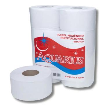 Imagem de Papel Higiênico Rolão Institucional Branco Aquarius C/ 8 Rolos - Isape