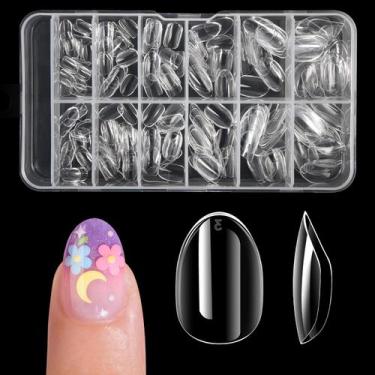 Imagem de Unhas Postiças krofaue 240 Peças Gel Macio Transparente Formato Amêndo