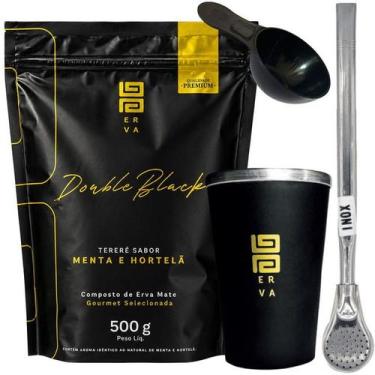 Imagem de Kit Tereré Black Erva Mate 500g + Copo de Alumínio Térmico + Bomba Ino