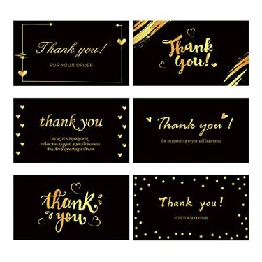 Imagem de 252 Thank You for Supporting My Small Business Cards (Thank you for Supporting My Small Business Cards), 6 Elegant Gold Foil Design Thank You for Your Order Cartões de agradecimento para pequenas empresas, tamanho de cartão de visita de 8,88 x 5 cm (preto)
