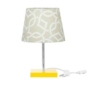 Imagem de Abajur Eros Dome Elos Bege 061 com Base Amarela Quadrada
