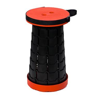 Imagem de Assento de acampamento retrátil e dobrável compacto e leve cadeira de trabalho portátil ajustável ótima para atividades ao ar livre, viagens locais, caminhadas, pesca, laranja, tamanho único