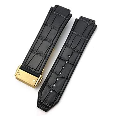 Imagem de DFAMIN 20mm 22mm Pulseira de borracha de couro de vaca 25mm * 19mm Apto para Hublot Pulseira de relógio Pulseiras de silicone de couro de bezerro Esporte (Cor: 15, Tamanho: 28mm)