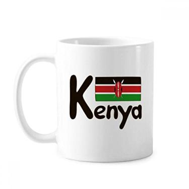 Imagem de Caneca de cerâmica com bandeira nacional do Quênia padrão preto cerâmica xícara de porcelana de café louça