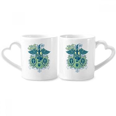 Imagem de Conjunto de canecas de porcelana para casais, com estampa de instrumentos musicais de jazz e coração