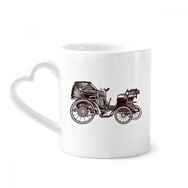Imagem de Caneca de cerâmica com ilustração de flores de carros clássicos copo de coração de vidro