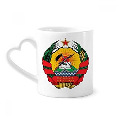 Imagem de Caneca com emblema nacional da África Moçambique caneca de café cerâmica copo de coração de vidro