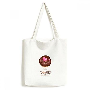 Imagem de Bolsa de lona com estampa de rosquinha, sobremesa, doce de chocolate, bolsa de compras, bolsa casual