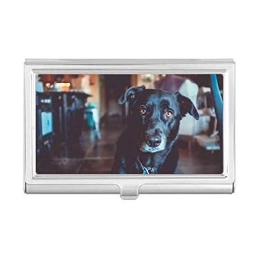 Imagem de Porta-cartões de visita com imagem de animal de estimação de cachorro preto
