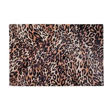 Imagem de DIYthinker Tapete para porta de banheiro com design abstrato de penas de leopardo, tapete antiderrapante