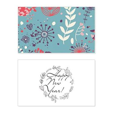 Imagem de Blue Leaf Flower Plant Paint New Year Festival Greeting Card Bless Message Gift