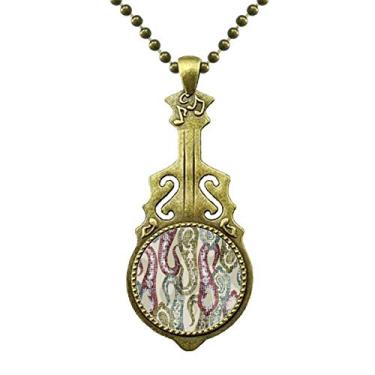 Imagem de DIYthinker Colar clássico vermelho azul verde abstrato padrão colar antigo guitarra joia música pingente