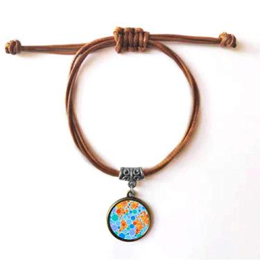 Imagem de DIYthinker Pulseira de couro com corda de couro com mapa mundial laranja azul joia marrom presente