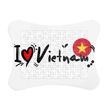 Imagem de I Love Vietnam Palavra Bandeira Love Heart Ilustration Moldura de quebra-cabeça Decoração de imagem Enfeite de jogo de quebra-cabeça