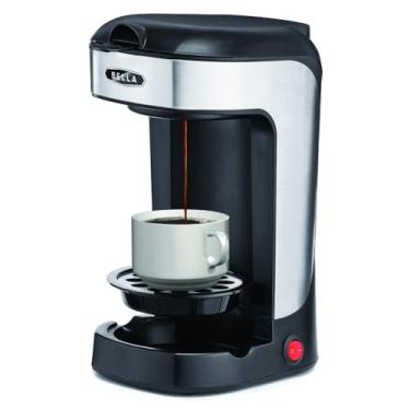 Imagem de BELLA Máquina de café One Scoop One Cup, Brew in Minutes, Saco para louça, Preto e Aço inoxidável, Ótimo para cozinhas pequenas