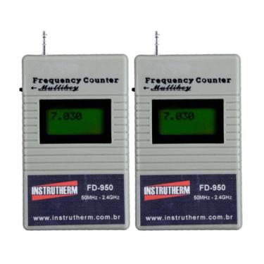 Imagem de Kit 2 Frequencimetro Digital Bolso Faixa 50Mhz A 2.4Ghz P/rf Antena Hold Fd-950 Portátil Instrutherm