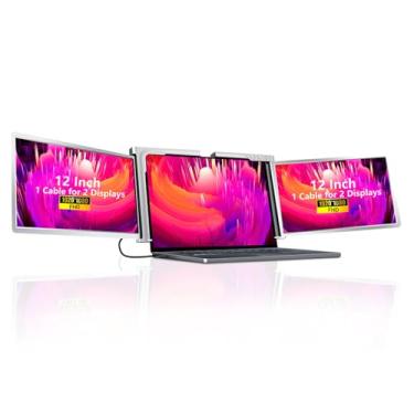 Imagem de Daconovo Monitor portátil de tela tripla FHD com tela de expansão para laptop de 12 polegadas com 1 cabo para 2 monitores para Windows, MacOS para laptop de 13,3 a 16,5 polegadas CZ