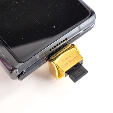 Imagem de Mini/Micro USB 3.0 Tipo-C para TF Cartão Micro SD SDHC SDXC Leitor de Memória OTG Adaptador Compatível com iPad Pro Celular Laptop Mac iOS Windows PC Linux Android Samsung Galaxy + Chaveiro (Ouro)