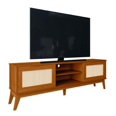 Imagem de Rack Bancada Para TV Até 65 Polegadas 1,80m 2 Portas Com Tela Rattan Cedro Cairo EDN