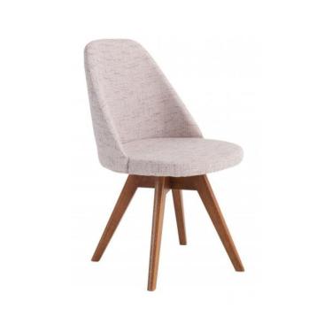 Imagem de Cadeira Lara Giratória Para Sala De Jantar Alto Padrão - Tecido Linho Bege