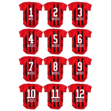 Imagem de Kit Body Bebê Mesversario Time de Futebol 12 Bodies de 1 a 12 Meses-Unissex