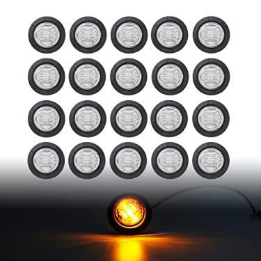 Imagem de TMH 1-1/10.2 cm redondo 6 LED Bullet Clear Lens Amber Side Marker Clearance Lights LED Marker Lights Trailer Lights for Truck Bus RV Dump Pickup Mack 12V DC (20 peças)