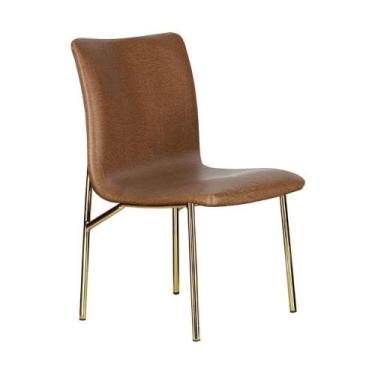 Imagem de Cadeira de Jantar Estofada e Pés de Ferro Multimóveis CR50096, Caramel