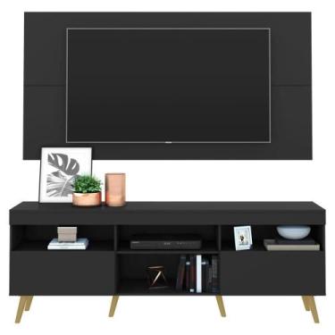 Imagem de Rack com Painel TV 65" Retrô Flórida Multimóveis V3133, Preto/Natural