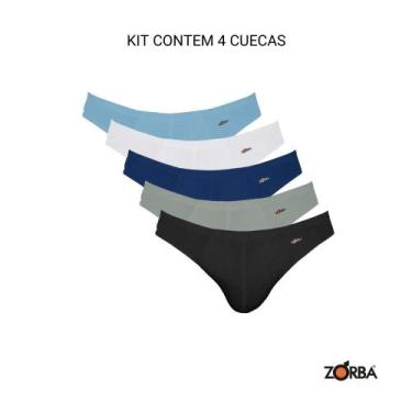 Imagem de 4 Cuecas Tradicional Básica Modelo Slip Light Zorba Em Cotton Algodão,