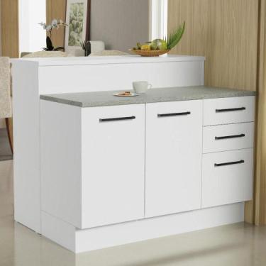 Imagem de Ilha de Cozinha com Bancada e Balcão 120 cm Agata Madesa, Branco