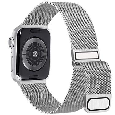 Imagem de Hanama Correia compatível com Apple Watch correia 38 mm 40 mm 41 mm 42 mm 44 mm 45 mm 49 mm, pulseiras de substituição de metal de aço inoxidável clássico para iWatch Series SE 8 7 6 5 4 3 2 1 (prata)