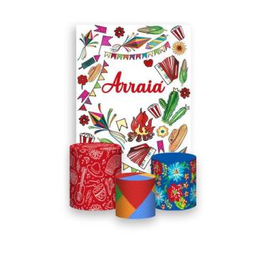 Imagem de Painel De Festa Vertical 1,50 x 2,20 + Trio De Capas Cilindro - Arraia